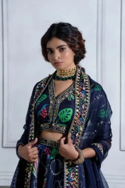 Pocket Kali Lehenga With Front Open Blouse & Heavy Embroidered Dupatta -Lillys Clothing Shop JuhiBengani OY001 3