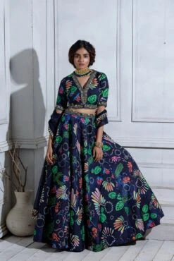 Pocket Kali Lehenga With Front Open Blouse & Heavy Embroidered Dupatta -Lillys Clothing Shop JuhiBengani OY001 4