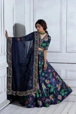 Pocket Kali Lehenga With Front Open Blouse & Heavy Embroidered Dupatta -Lillys Clothing Shop JuhiBengani OY001 7