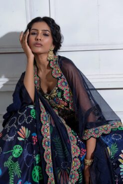 Pleated Skirt With Embroidered Bralette & Cutwork Shoulder Cape -Lillys Clothing Shop JuhiBengani OY002 9