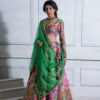 Kali Pocket Lehenga With Full Sleeve Blouse And Contrast Dupatta