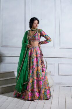 Kali Pocket Lehenga With Full Sleeve Blouse And Contrast Dupatta -Lillys Clothing Shop JuhiBengani OY011 4