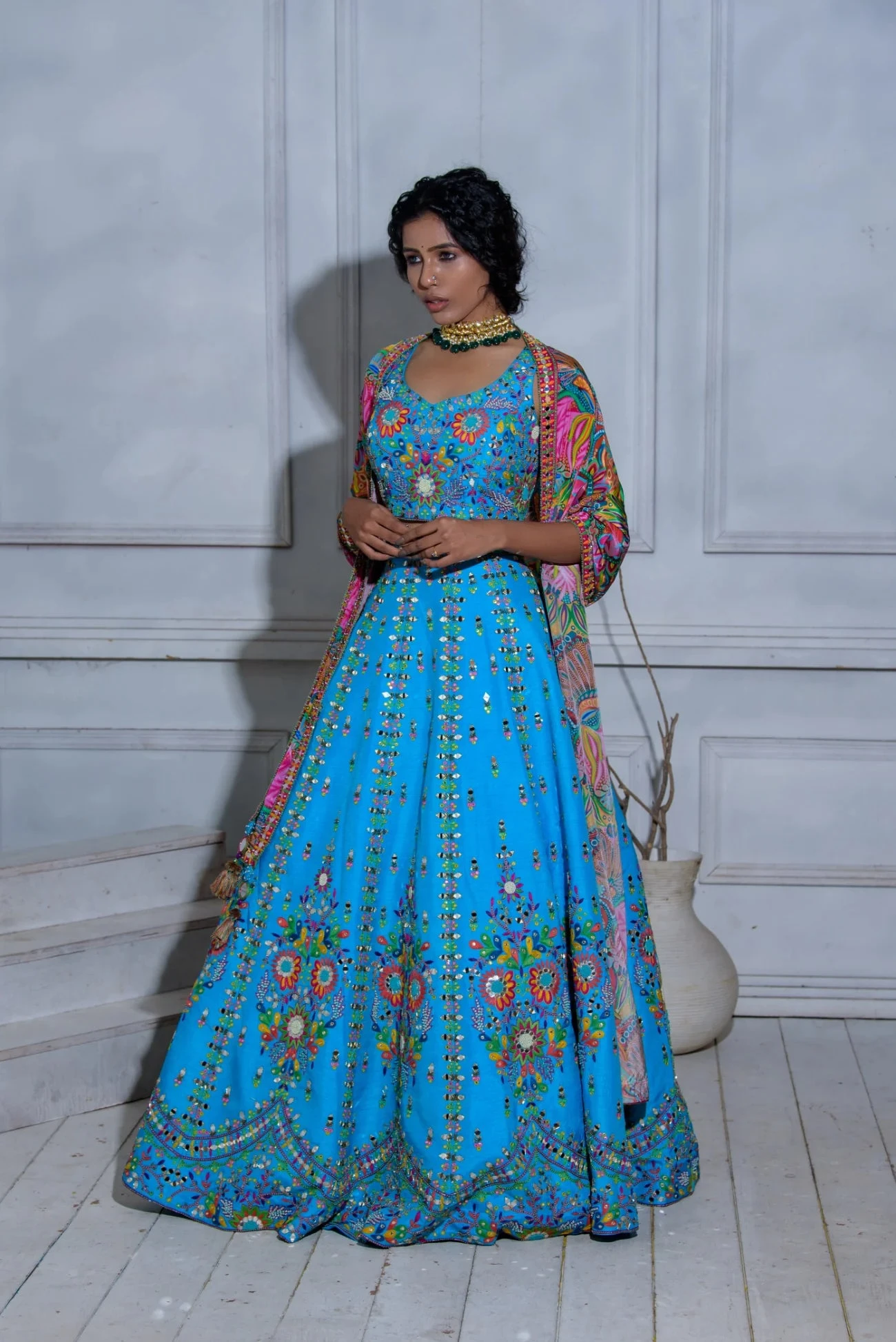 Heavy Embroidered Lehenga With Printed Dupatta 3 Heavy Embroidered Lehenga With Printed Dupatta - Image 3