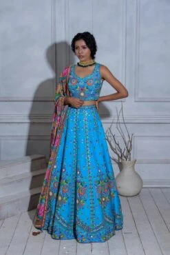 Heavy Embroidered Lehenga With Printed Dupatta 11 Heavy Embroidered Lehenga With Printed Dupatta -Lillys Clothing Shop JuhiBengani OY012 3