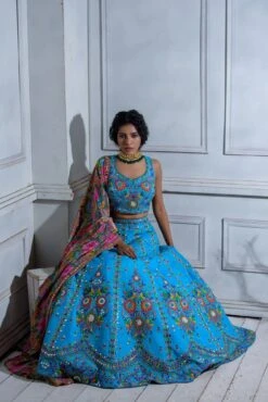 Heavy Embroidered Lehenga With Printed Dupatta 12 Heavy Embroidered Lehenga With Printed Dupatta -Lillys Clothing Shop JuhiBengani OY012 5