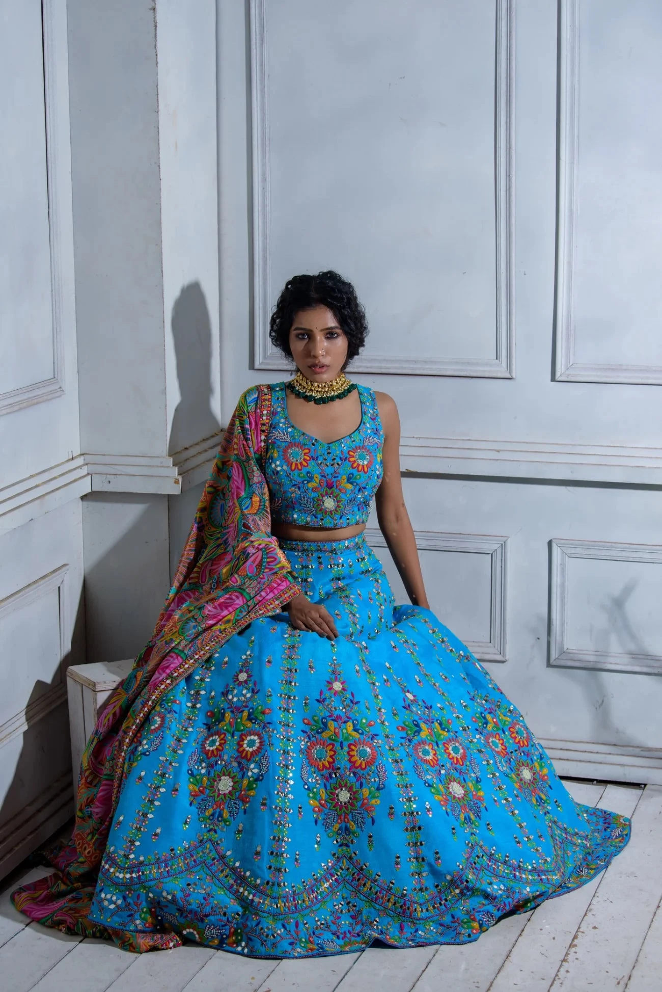 Heavy Embroidered Lehenga With Printed Dupatta 5 Heavy Embroidered Lehenga With Printed Dupatta - Image 5