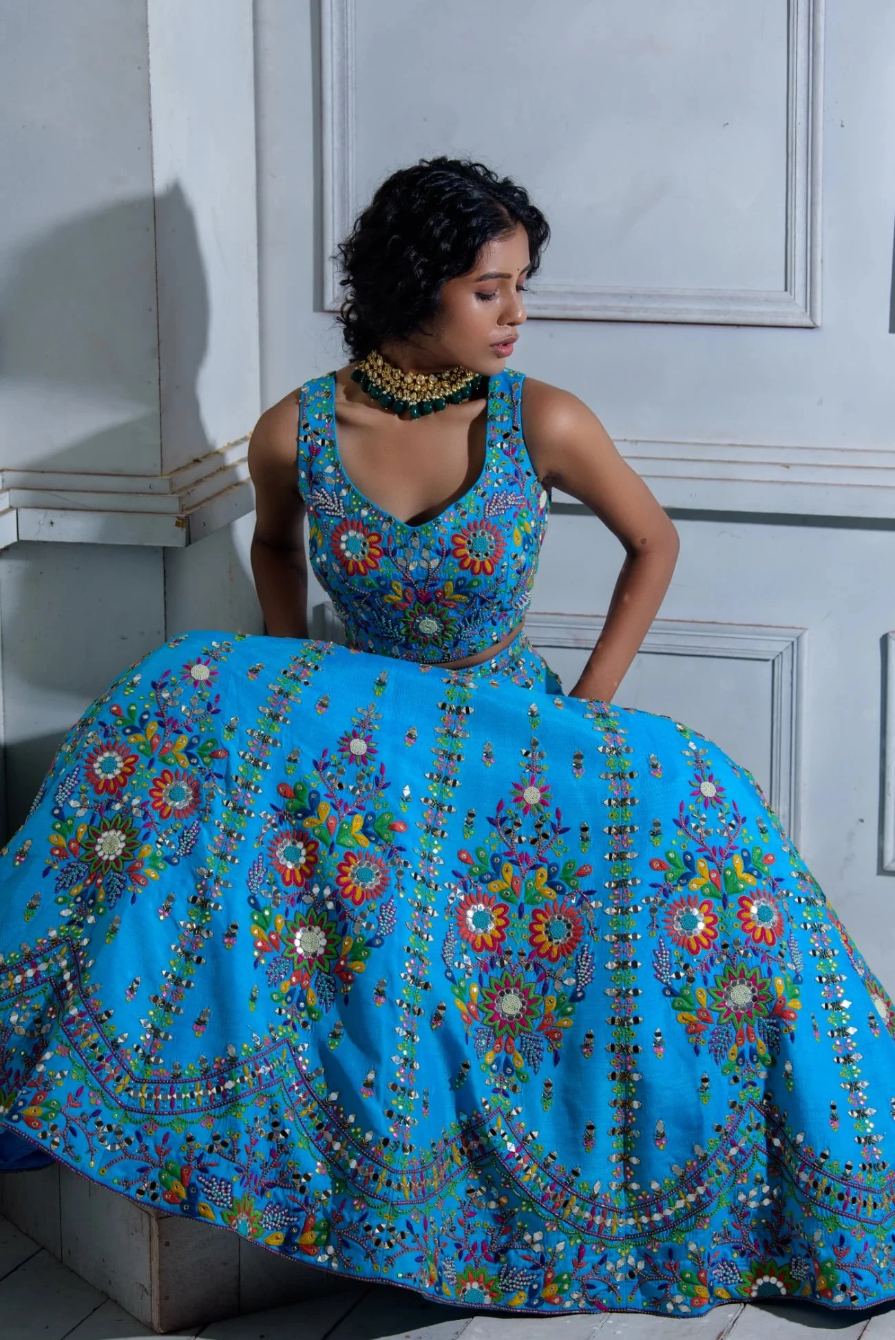 Heavy Embroidered Lehenga With Printed Dupatta 6 Heavy Embroidered Lehenga With Printed Dupatta - Image 6