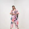 Coral Kaftan Kurta Pant Set
