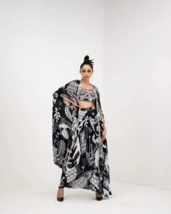 Yin Dhoti Skirt Set With Embroidered Bralette -Lillys Clothing Shop JuhiBengani SUYI01 3