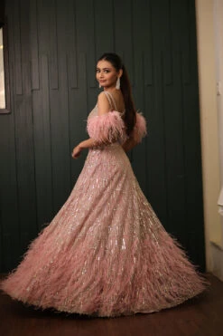 Pink Feather Lehenga -Lillys Clothing Shop KR3 1626