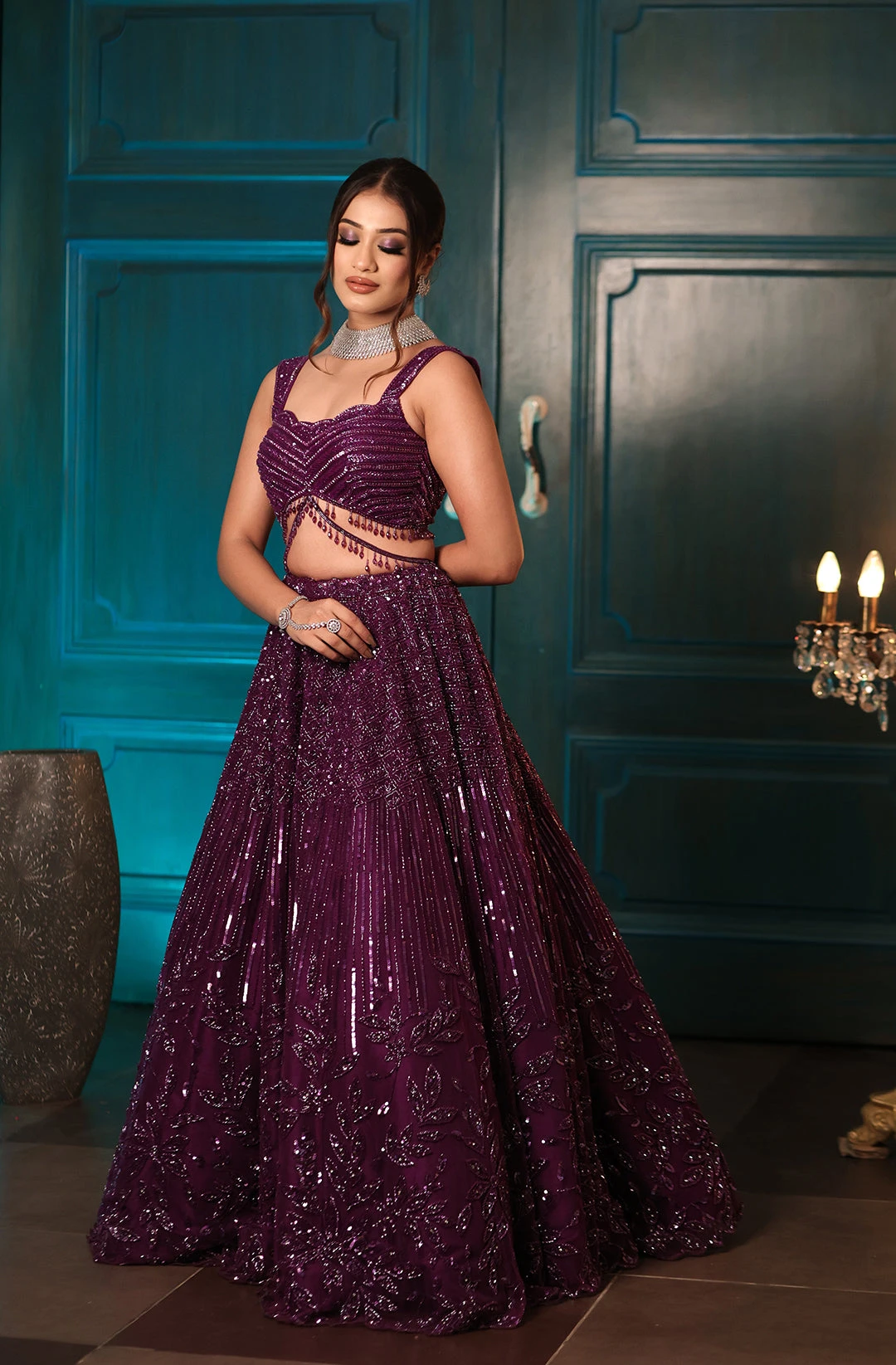 Purple Floral Lehenga 3 Purple Floral Lehenga - Image 3