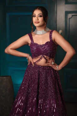 Purple Floral Lehenga 7 Purple Floral Lehenga -Lillys Clothing Shop KR3 3848