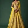 Yellow Embroidered Bridal Lehenga And Blouse Set With Mirror Work -Lillys Clothing Shop Ka178