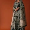 Green Heavily Embroidered Bridal Sharara Suit Set In Velvet