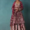 Blush And Cornflower Pink Heavy Bridal Sharara Set With Hand Embroidery -Lillys Clothing Shop Ka195