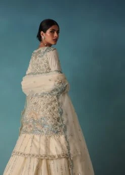 Ivory White Embroidered Bridal Lehenga With Kurta And Jacket -Lillys Clothing Shop Ka205