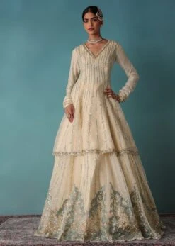 Ivory White Embroidered Bridal Lehenga With Kurta And Jacket -Lillys Clothing Shop Ka206