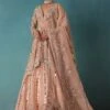 Peach Bridal Lehenga Set In Organza With Jacket -Lillys Clothing Shop Ka223