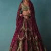 Moss Green Velvet Bridal Lehenga Set With Heavy Embroidery -Lillys Clothing Shop Ka99