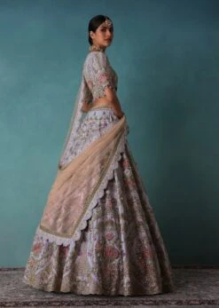 Periwinkle Blue Heavy Raw Silk Bridal Lehenga Set With Hand Work -Lillys Clothing Shop Kal11