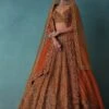 Brown Raw Silk Bridal Lehenga Set With Hand Embroidery -Lillys Clothing Shop Kal12