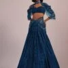 Blue Embroidered Bridal Lehenga And Blouse Set In Crushed Shimmer -Lillys Clothing Shop Kal328