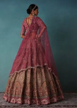 Rust Orange Embroidered Bridal Lehenga Set With Aari Work -Lillys Clothing Shop Kal351