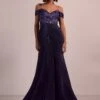 Purple Western Bridal Gown In Shimmer With Embroidery -Lillys Clothing Shop Kal409