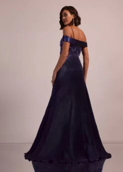 Purple Western Bridal Gown In Shimmer With Embroidery -Lillys Clothing Shop Kal413