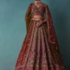 Rouge Red Bridal Lehenga Set In Raw Silk With Aari And Zardosi Work -Lillys Clothing Shop Kal420