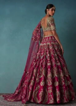 Rhodamine Pink Hand Embroidered Bridal Lehenga Set -Lillys Clothing Shop Kal436