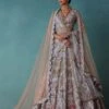 Periwinkle Blue Heavy Raw Silk Bridal Lehenga Set With Hand Work