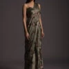 Laurel Green Ready Pleated Saree In Milano Satin With Floral Print And Sequin Frill On The Hem 8 Laurel Green Ready Pleated Saree In Milano Satin With Floral Print And Sequin Frill On The Hem -Lillys Clothing Shop Kalki1030
