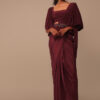 Maroon Indo-western Creep Saree Set With Embroidered Belt -Lillys Clothing Shop Kalki1140