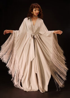 Candy Pink Embroidered Kaftan With Fringe Border And Tie-Up Bow -Lillys Clothing Shop Kalki123 bdd0b3fc d1f2 4f5f 8c8b 99c4b1c934d2