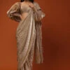 Champagne Beige Ready-Pleated Saree, Crafted In Crush With Side Zip Closure -Lillys Clothing Shop Kalki170 3509421d 3371 4f0c a98b 35712b943619