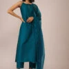 Teal Blue Plain Suit Set In Art Silk With Tassels Adorned Dupatta -Lillys Clothing Shop Kalki1825