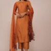 Orange Suit Set In Art Silk With Tassles On The Sleeves And Dupatta -Lillys Clothing Shop Kalki1831