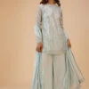 Powder Blue Palazzo Suit Set In Sequin