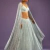 Sky Blue Sequins Lehenga With Moti Embroidered Crop Top And Shimmer Dupatta -Lillys Clothing Shop Kalki2255