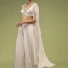 Turtledove White Sharara Suit In Sequins Embroidery, Paired With A Long Embroidery Cape -Lillys Clothing Shop Kalki2360