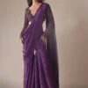 Purple Hand Embroidered Sharara And Blouse Set In Crushed Shimmer -Lillys Clothing Shop Kalki2420