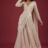 Sandshell Cream Palazzo Saree In Sequins Embroidery -Lillys Clothing Shop Kalki2429