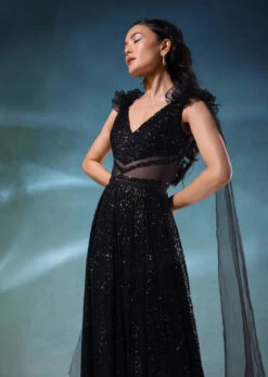 Black Jumpsuit In Sequins -Lillys Clothing Shop Kalki275