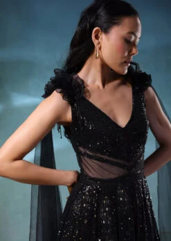 Black Jumpsuit In Sequins -Lillys Clothing Shop Kalki277