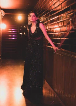 Black Jumpsuit In Sequins -Lillys Clothing Shop Kalki280