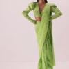 Citrus Green Printed Pre-Stitched Saree In Georgette With Hand-Embroidered Belt -Lillys Clothing Shop Kalki330