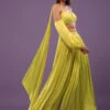 Lime Yellow Palazzo Set In Satin -Lillys Clothing Shop Kalki94