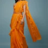 Carrot Orange Ready - Pleated Saree With Frill Pallu -Lillys Clothing Shop Kalki99