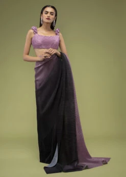 Java Plum Ombre Saree Crafted In Crush With A Fancy Blouse -Lillys Clothing Shop Kalki996